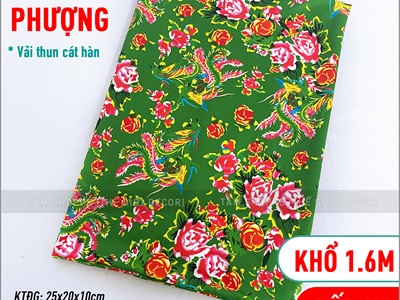 Vải họa tiết rồng phượng chim công khổ 1m6 [thun cát hàn - bán theo 1m tới] PK-VAI-10